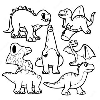 Halaman Mewarnai Kolase Dinosaurus Yang Menyenangkan 100193-38836