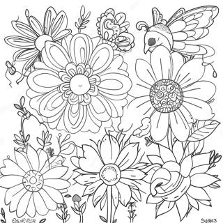 Halaman Mewarnai Kolase Bunga Yang Unik 100194-38840