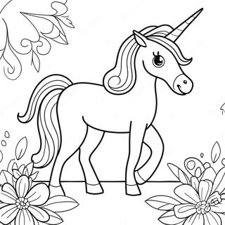 Halaman Mewarnai Unicorn Fantastis Dengan Bunga 100525 39102