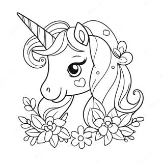 Halaman Mewarnai Unicorn Fantastis Dengan Bunga 100525 39103