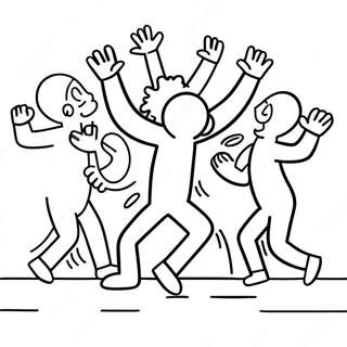 Halaman Mewarnai Figur Menari Keith Haring 101549-40002