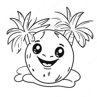 Kelapa Imut Dengan Senyuman Halaman Mewarnai 101626-40058