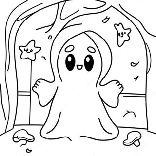 Halaman Mewarnai Huggy Wuggy Menakutkan Dengan Hantu 102066 40409