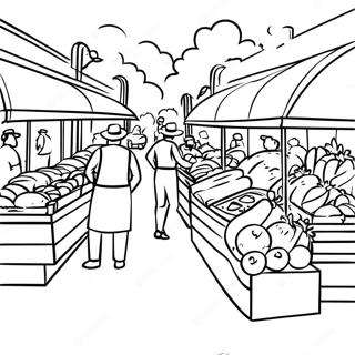 Halaman Mewarnai Suasana Pasar Petani Yang Sibuk 102090 40424