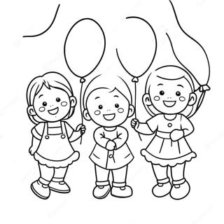 Halaman Mewarnai Anak Kecil Bahagia Dengan Balon 102296-40582