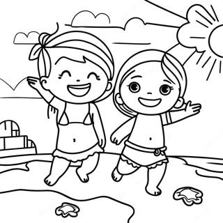 Halaman Mewarnai Anak Kecil Ceria Di Pantai 102297-40585