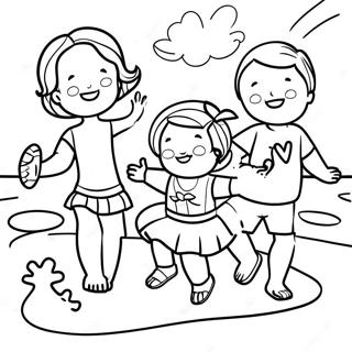 Halaman Mewarnai Anak Kecil Ceria Di Pantai 102297-40586