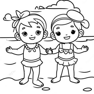 Halaman Mewarnai Anak Kecil Ceria Di Pantai 102297-40587