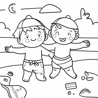 Halaman Mewarnai Anak Kecil Ceria Di Pantai 102297-40588