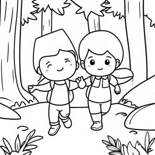 Halaman Mewarnai Anak Kecil Petualang Menjelajahi Hutan 102298-40590