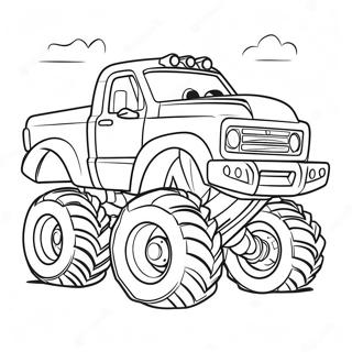 Halaman Mewarnai Truk Monster Raksasa Menghancurkan Kendaraan Kecil 10322-2179