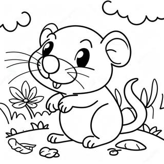 Halaman Mewarnai Tikus Bahagia Bermain Di Taman 103586-41589