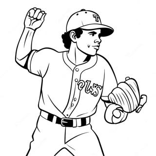 Halaman Mewarnai Pemain Baseball Texas Rangers Dalam Aksi 103684-41659