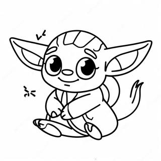 Halaman Mewarnai Stitch Yang Ceria Dengan Baby Yoda 103790 41748