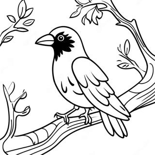 Burung Gagak Bertengger Di Dahan Halaman Mewarnai 104227 42088