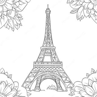Halaman Mewarnai Menara Eiffel Prancis Yang Berwarna Warni 104662-42419