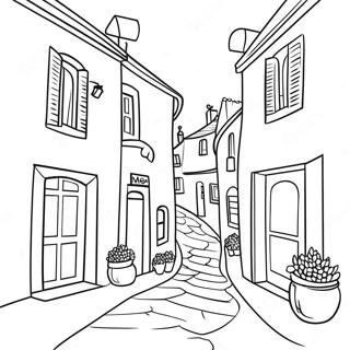 Halaman Mewarnai Pemandangan Desa Prancis Yang Menawan 104663-42421