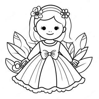 Halaman Mewarnai Gadis Bunga Cantik Dengan Gaun 104842 42559