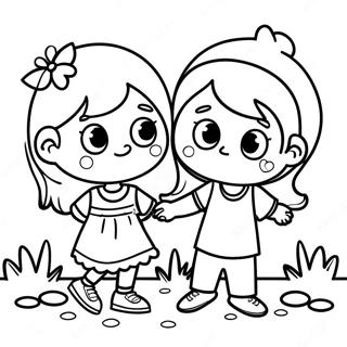 Halaman Mewarnai Anak Laki Laki Dan Perempuan Yang Ceria 105228 42874