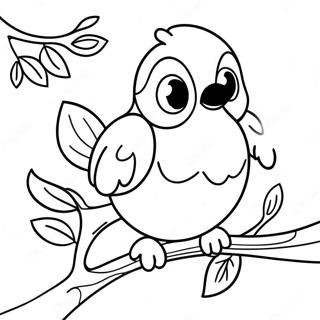 Halaman Mewarnai Robin Imut Yang Duduk Di Dahan 105381 42991