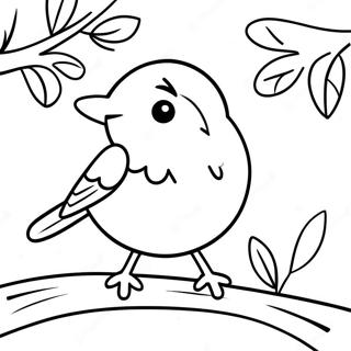 Halaman Mewarnai Robin Imut Yang Duduk Di Dahan 105381 42992