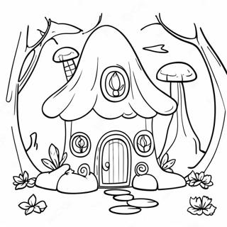 Halaman Mewarnai Rumah Peri Ajaib Di Hutan Terpesona 105949 43431