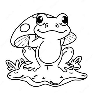 Halaman Mewarnai Katak Bahagia Duduk Di Atas Jamur 106001 43472