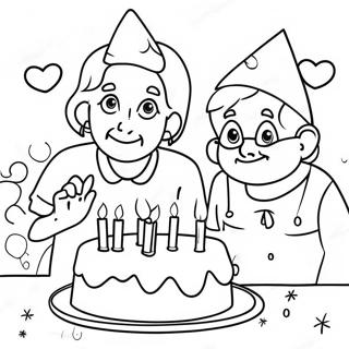Halaman Mewarnai Adegan Pesta Ulang Tahun Ceria Untuk Nenek 106105 43557