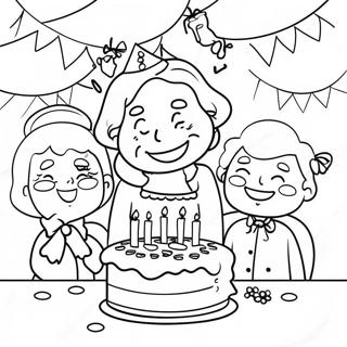 Halaman Mewarnai Adegan Pesta Ulang Tahun Ceria Untuk Nenek 106105 43558