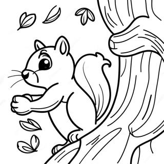 Halaman Mewarnai Tupai Ceria Memanjat Pohon 106389-43777