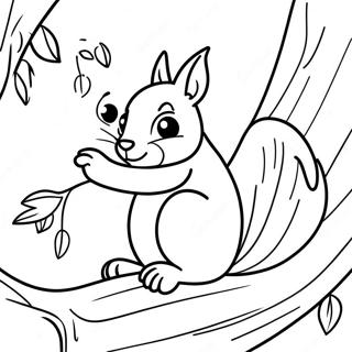 Halaman Mewarnai Tupai Ceria Memanjat Pohon 106389-43778