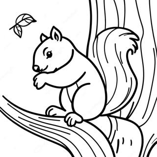 Halaman Mewarnai Tupai Ceria Memanjat Pohon 106389-43779