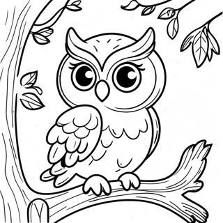 Halaman Mewarnai Burung Hantu Bijak Duduk Di Dahan 106390-43781