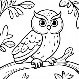 Halaman Mewarnai Burung Hantu Bijak Duduk Di Dahan 106390-43783