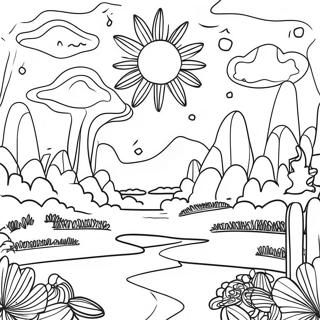 Halaman Mewarnai Lanskap Estetis Trippy Psikedelik 106542 43893