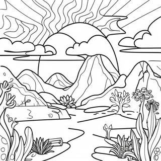 Halaman Mewarnai Lanskap Estetis Trippy Psikedelik 106542 43894