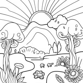 Halaman Mewarnai Lanskap Estetis Trippy Psikedelik 106542 43895