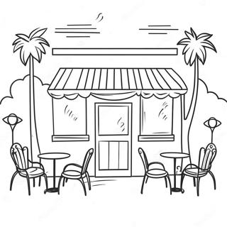 Halaman Mewarnai Kafe Imut Dengan Tempat Duduk Di Luar 106874 44155