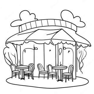 Halaman Mewarnai Kafe Imut Dengan Tempat Duduk Di Luar 106874 44156