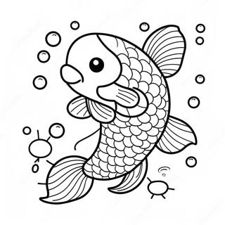 Halaman Mewarnai Ikan Koi Yang Bahagia Melompat 107105-44339