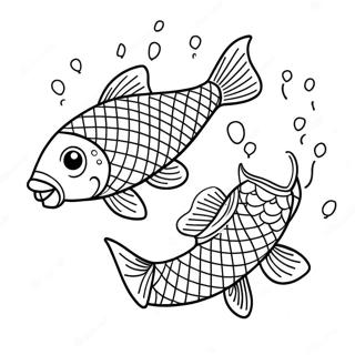 Halaman Mewarnai Ikan Koi Yang Bahagia Melompat 107105-44340