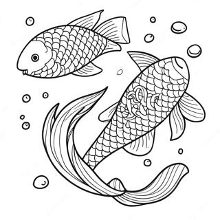 Halaman Mewarnai Ikan Koi Yang Menjelajahi Bawah Air 107106-44342