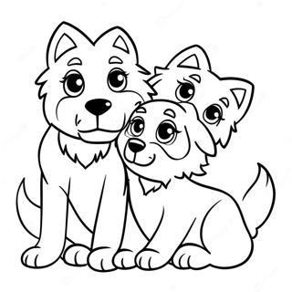 Halaman Mewarnai Anak Anjing Serigala Kayu Yang Ceria 107462-44620
