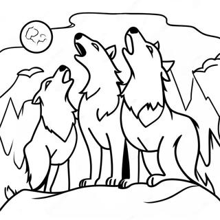 Halaman Mewarnai Serigala Kayu Yang Melolong Di Bawah Bulan 107463-44622