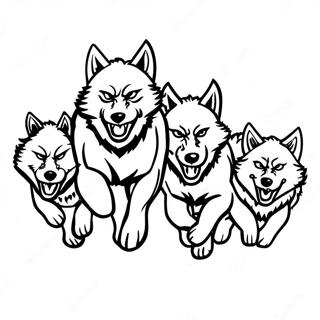 Halaman Mewarnai Sekawanan Serigala Kayu Yang Berlari 107464-44627