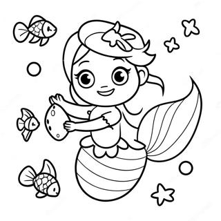 Halaman Mewarnai Elsa Putri Duyung Yang Ceria Dengan Teman Ikan 107873-44941