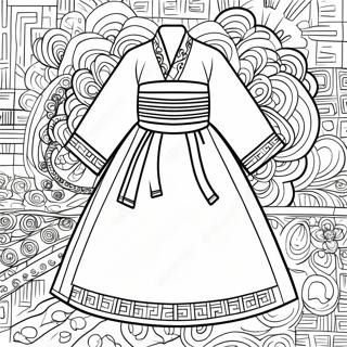 Halaman Mewarnai Hanbok Tradisional Korea 107973-45014