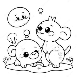 Halaman Mewarnai Hewan Lucu Bermain Dengan Gelembung 108182 45186