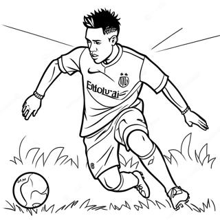 Halaman Mewarnai Neymar Beraksi Di Lapangan 108439 45382