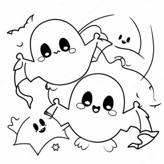 Halaman Mewarnai Hantu Dan Kelelawar Yang Menawan 108723-45602